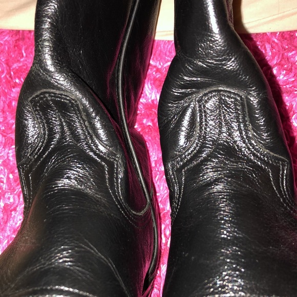 ABILENE MEN BLACK LEATHER COWBOY BOOTS SZ. 7 - Picture 10 of 10